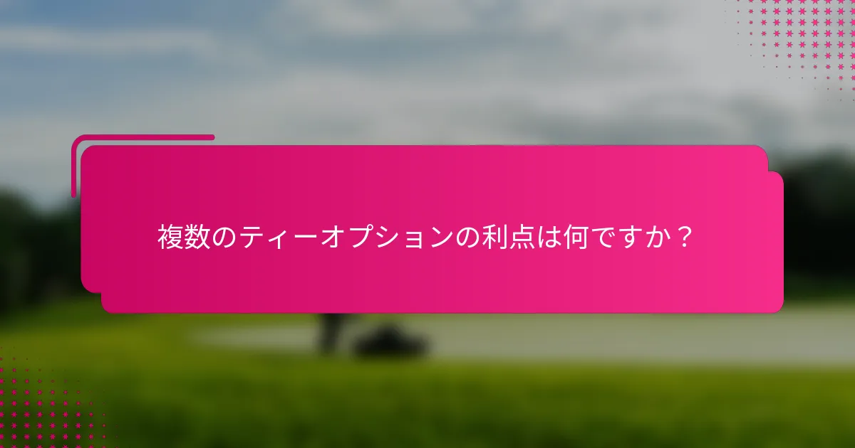 複数のティーオプションの利点は何ですか？