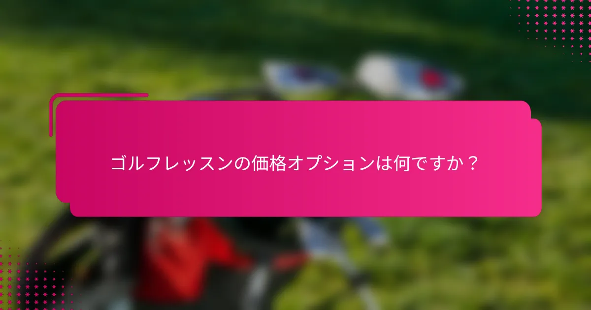 ゴルフレッスンの価格オプションは何ですか？